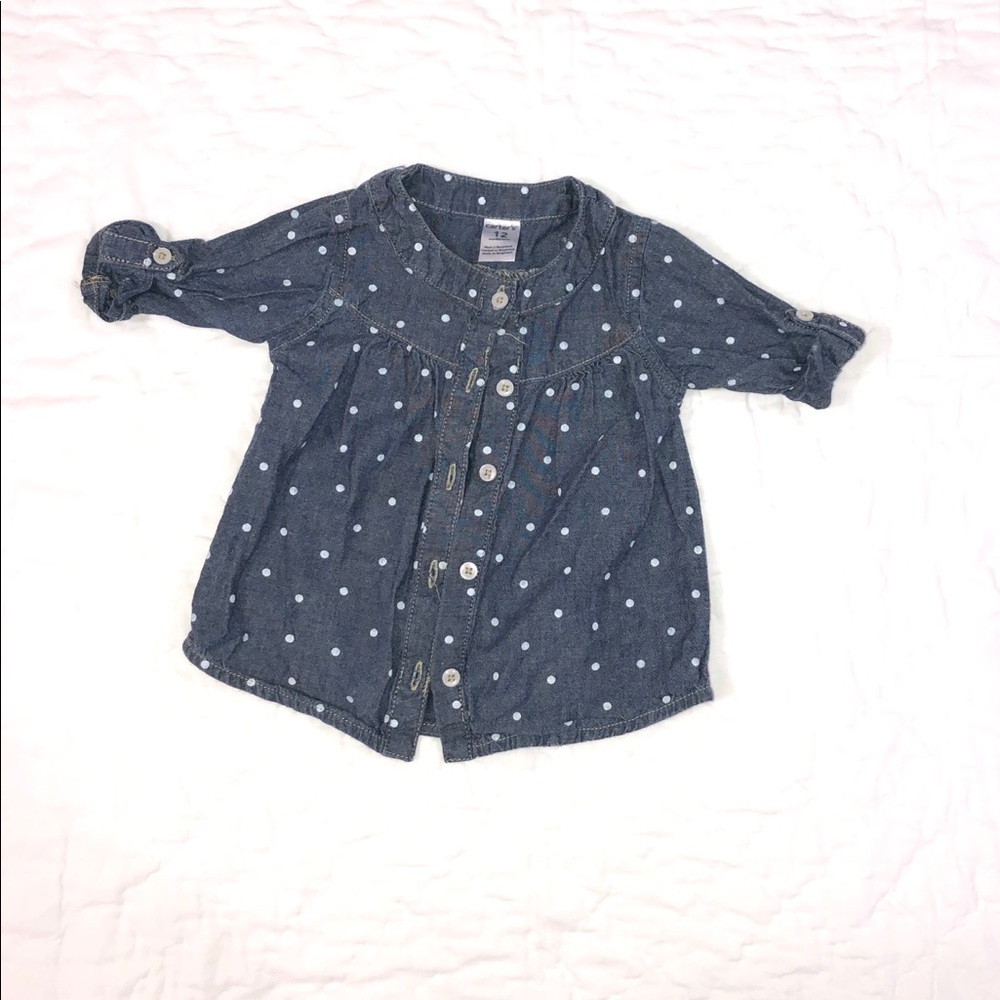 Blue jean polka dotted tunic